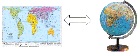 Een wereldbol of een wereldkaart