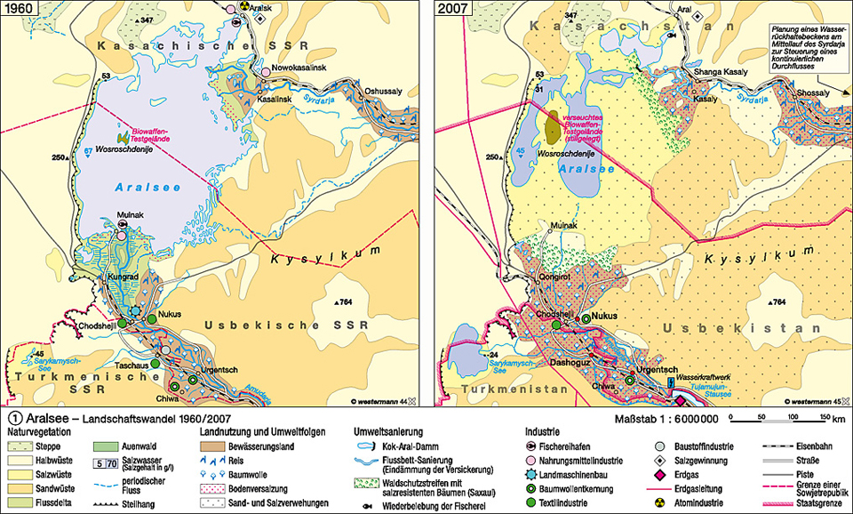  Thematische Karte des Aralsees.
