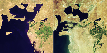 Aggradation  of the Aral Sea between  1973 and 2000