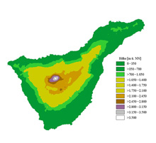 Höhenschichtenkarte Teneriffas