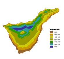 Percipitation distribution on Tenerife