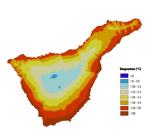 Temperatuursverdeling op Tenerife