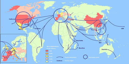 Wereldwijde toeristenstromen