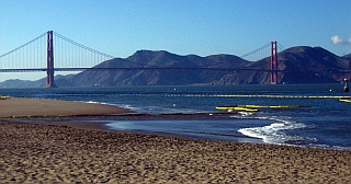 containment boom at the shoreline