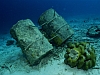 Metal drums on the sea floor