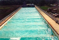 Water channel at OHMSETT oil spill testing facility