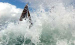 Yacht in strong wind