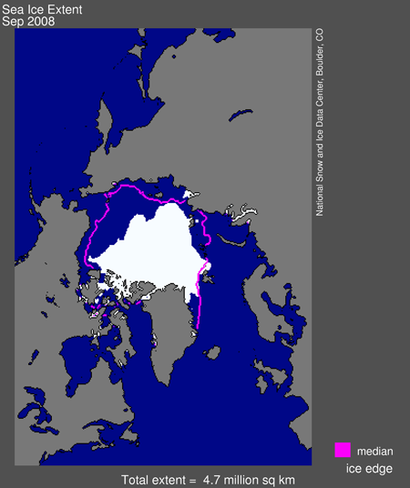 Arctic Sea Ice Extent September 2008